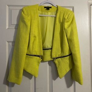 Neon yellow tweed blazer